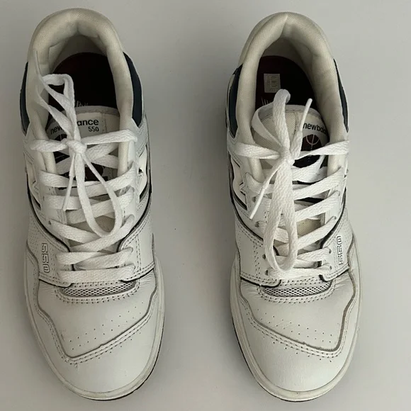 New Balance 550 White Natural Indigo Burgundy lace up lsneaker Size 5